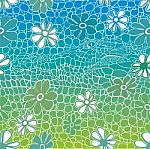 Background With Colored Crocodile Skin And Flowers Stock Photo