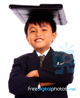 Boy With Folder Stock Photo