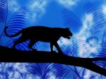 Tiger On Tree Indicates Jungle Animals And Cat Stock Photo