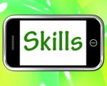 Skills Smartphone Shows Training And Learning On Web Stock Photo