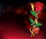Rose With Ribbon And Necklet Stock Photo
