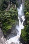 Pailon Del Diablo - Mountain River And Waterfall In The Andes. B Stock Photo