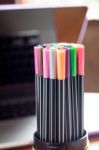 Magic Color Pens With Blurred Background Stock Photo