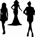 Silhouette Fashion Girls Stock Photo
