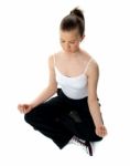 Aerial View Of Meditating Girl Stock Photo