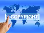 Copyright Map Means Worldwide Patented Intellectual Property Stock Photo