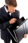 Businessman Holding Briefcase Stock Photo