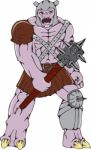 Orc Warrior Holding Club Front Cartoon Stock Photo