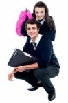 Smiling Young Teenage Students Stock Photo