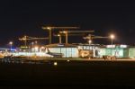 Airport Terminal Of Stuttgart (germany) At Dusk Stock Photo