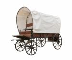 Covered Wagon Isolate On White Stock Photo