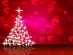 Xmas Tree Shows Merry Christmas And Greeting Stock Photo