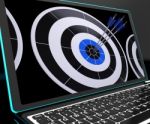 Arrows On Laptop Shows Perfection Stock Photo