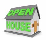 Open House Shows Real Estate And Apartment 3d Rendering Stock Photo