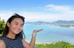 Women Tourist Inviting To See Of The Sea In Phuket Province, Tha Stock Photo