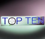 Top Ten Target Shows Successful Achievement Stock Photo