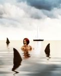 Shark Attack,3d Mixed Media For Book Illustration Or Book Cover Stock Photo