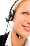 Woman With Headset Stock Photo