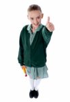 Schoolgirl Showing Thumbs Up Stock Photo