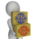 Europe Asia Import And Export Boxes Mean International Trade Stock Photo
