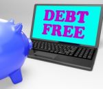 Debt Free Laptop Shows No Debts And Financial Freedom Stock Photo