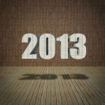 2013 New Year Sign With Limestone Wall Stock Photo