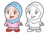 Coloring Melayu Muslim Girl -  Illustration Stock Photo