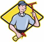 Window Cleaner With Squeegee Stock Photo