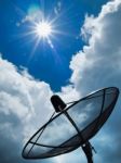 Satellite Blue Sky And Sun Stock Photo