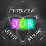 Job On Blackboard Displays Work Interview Or Resume Stock Photo