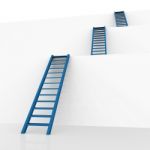 Ladders Vision Represents Conquering Adversity And Aspire Stock Photo