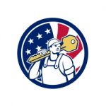 American Locksmith Usa Flag Icon Stock Photo
