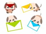 Cartoon Dog With E-mail Illustration Stock Photo