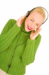 Woman Listening To Music Stock Photo