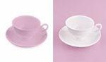 Cup On White & Pink Background Stock Photo