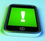 Exclamation Mark On Phone Shows Attention Warning Stock Photo