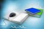 3d Computer Mouse And Books - E-learning Concept Stock Photo