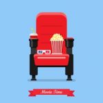 Cinema Seat With Popcorn Drink And Glasses Stock Photo
