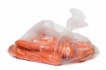 View Of Some Carrots Inside A Plastic Bag Stock Photo