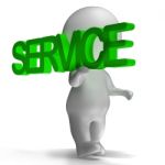 Service Word Carried By 3d Character Showing Maintenance And Rep Stock Photo