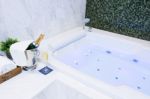 Champagne And Jacuzzi Spa Stock Photo