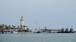 Malaga, Andalucia/spain - July 5 : Lighthouse In The Harbour Are Stock Photo