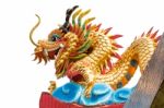 Dragon Statue On Temple Roof On Isolated Background Stock Photo