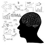 Doodle Human Brain With Infographic Diagram Stock Photo