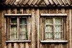Wooden Cottage Window Stock Photo