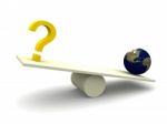 Balancing Question Mark With Earth Stock Photo