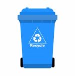 Blue Trash With Recycle Icon- Ilustration Stock Photo