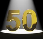 Golden Number 50 With Spotlit Stock Photo