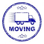 Moving House Stamp Represents Change Of Residence And Lorry Stock Photo