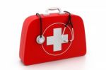 Stethoscope And First Aid Kit Stock Photo